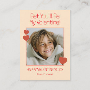 Wette, du wirst mein Valentinstag-Kinder-Klassenfo Mitteilungskarte