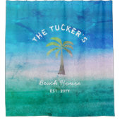 Wetter Blue Green Beach House Tropical Duschvorhang (Vorderseite)