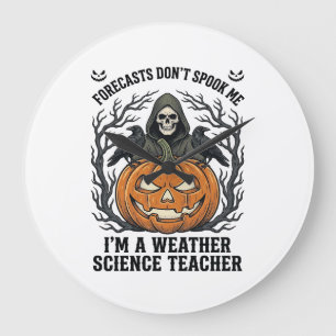 Wetter Lehrer Halloween Gruseliger Sensenmann Kürb Große Wanduhr