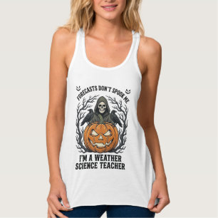 Wetter Lehrer Halloween Gruseliger Sensenmann Kürb Tank Top