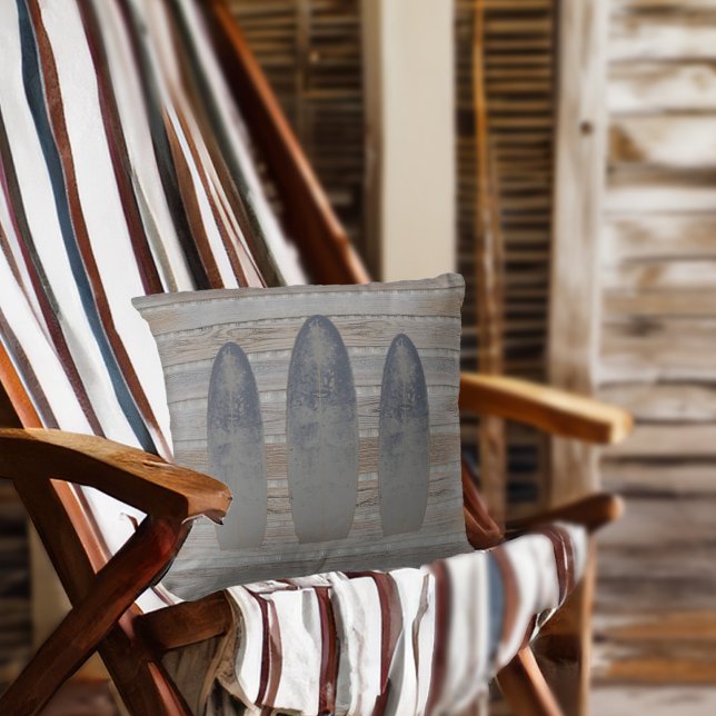Wetterbeet Strandtreibholz-Surfboard Kissen (Weathered Beach Driftwood Surfboard Throw Pillow)