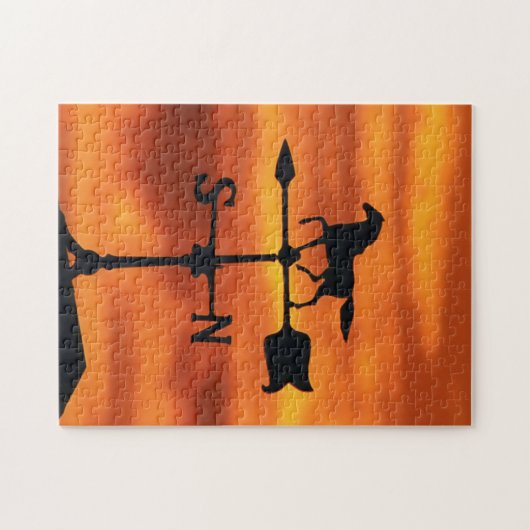 Wetterfahne am Sonnenuntergang Puzzle (Horizontal)