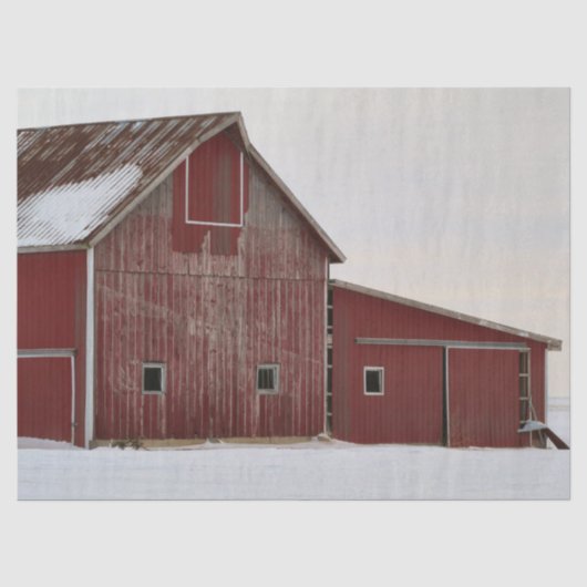 Wetterfertige Winter Red Barn Seidenpapier (Vorderseite)