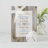 Wetterfeste Holzstäbchen und Sandstrand Einladung (Stehend Vorderseite)