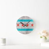 Wetterflagge des Staates Chicago Vintag Runde Wanduhr (Zuhause)