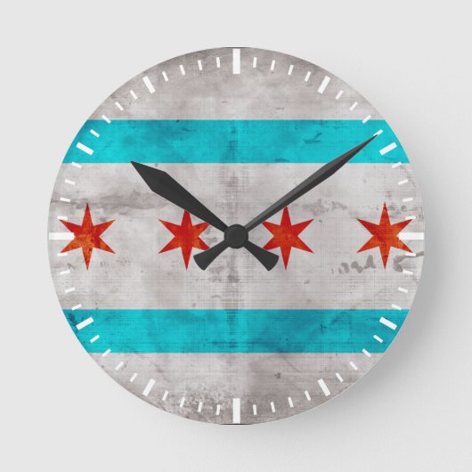 Wetterflagge des Staates Chicago Vintag Runde Wanduhr (Vorderseite)