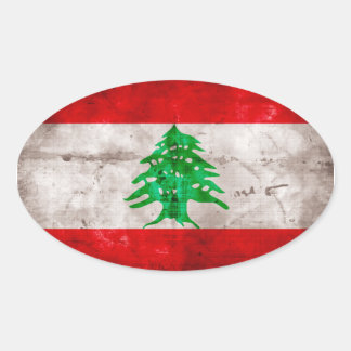 Wetterflagge im Libanon Ovaler Aufkleber