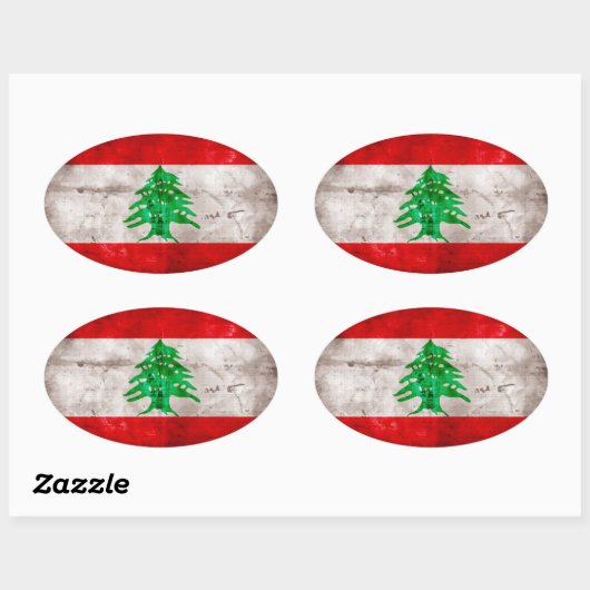 Wetterflagge im Libanon Ovaler Aufkleber (Blatt)