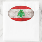 Wetterflagge im Libanon Ovaler Aufkleber (Tasche)