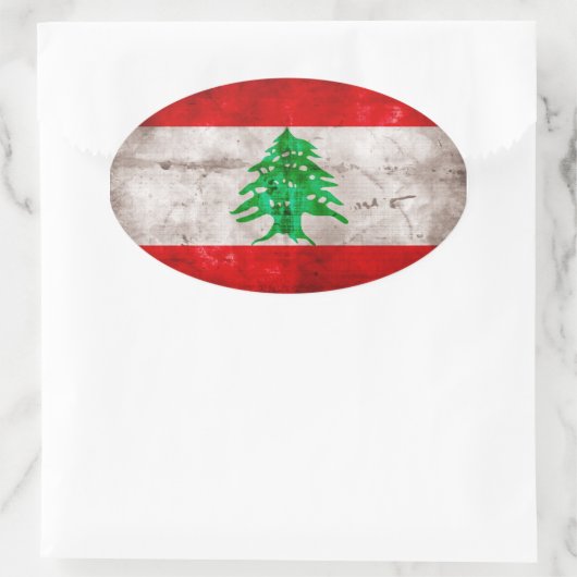 Wetterflagge im Libanon Ovaler Aufkleber (Tasche)