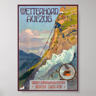 Wetterhorn Aufzug Schweiz Alpen Vintage 1931 Poster