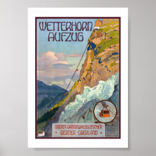 Wetterhorn Aufzug Schweiz Vintage Alpen 1931 Poster