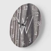 Wetterlandeholz-Monogramm Große Wanduhr (Winkel)