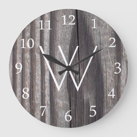 Wetterlandeholz-Monogramm Große Wanduhr (Vorderseite)