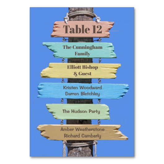 Wetterplan für tropische Rustikale Strandfeste Tischnummer (Vorderseite)