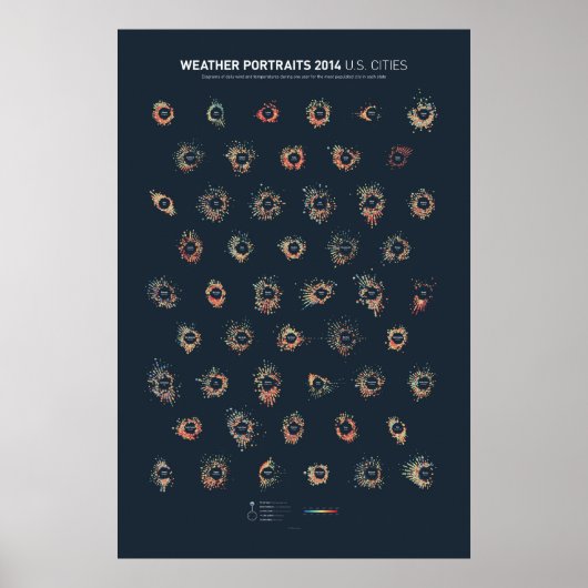 Wetterportraits 2014: US-Städte Poster (Vorne)