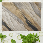 Wetterschwarz und goldener Streifen Geschirrtuch (Gefaltet)