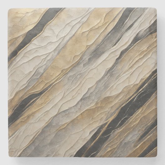 Wetterschwarz und goldener Streifen Steinuntersetzer (Vorderseite)