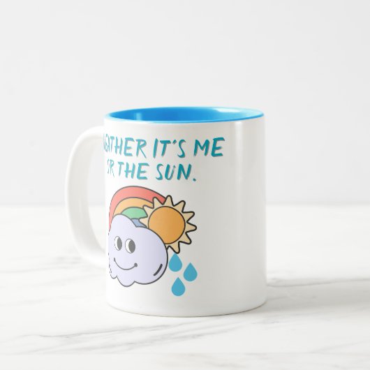 Wetterspass-Zitat Zweifarbige Tasse (Vorderseite Links)