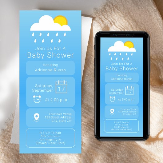 Wettervorhersage App Neutral Baby Shower Einladung