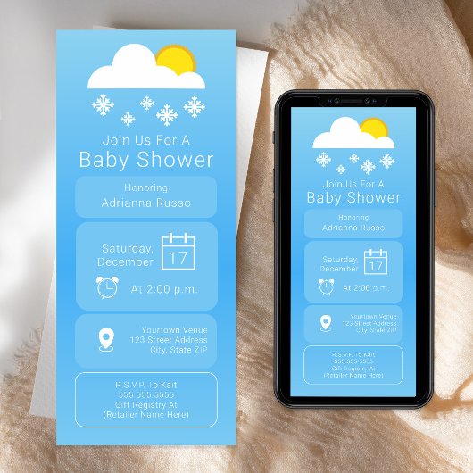 Wettervorhersage App Snow Neutral Baby Dusche Einladung