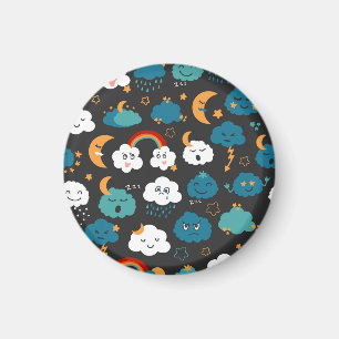 Wettervorhersage für Cartoon Nahtloses Muster Magnet