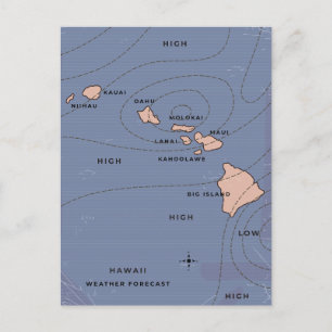 Wettervorhersage im Vintage-Stil für Hawaii Ankündigungspostkarte
