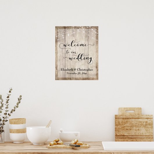 Wetterwohnung Holz & Licht Hochzeit Begrüßungszeic Poster (Küche)