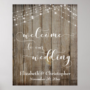 Wetterwohnung Holz & Licht Hochzeit Begrüßungszeic Poster