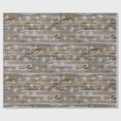 Wetterwohnung Holz Weiße Schneeflocken Frohe Weihn Geschenkpapier (Flach)