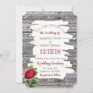 Wetterwohnung Wood Burgund Rose Hochzeitseinladung Einladung