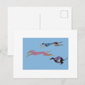 Wettkampf-Greyhounds mit Leithund im Hasenkostüm Postkarte (Vorne/Hinten)