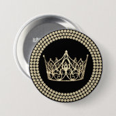 Wettkampfkrone Knopf - Schwarz & Gold Glamour Button (Vorne & Hinten)