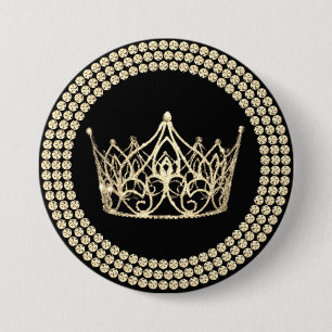 Wettkampfkrone Knopf - Schwarz & Gold Glamour Button