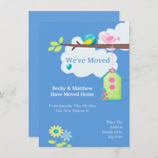 Weve bewegte Zuhause Bird House and Tree Ankündigung (Vorne/Hinten)