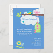 Weve bewegte Zuhause Bird House and Tree Ankündigungspostkarte (Vorne/Hinten)