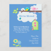 Weve bewegte Zuhause Bird House and Tree Ankündigungspostkarte (Vorderseite)