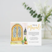 Weve Gelbe Tür verschoben Ankündigungspostkarte (Stehend Vorderseite)