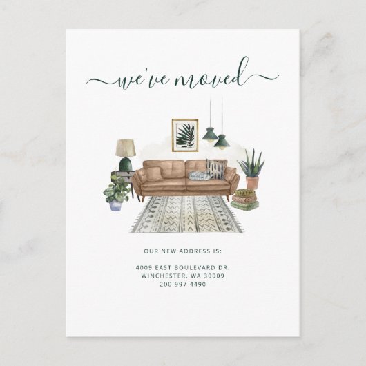 We've Moved Address Notice Chic Moving Ankündigungspostkarte (Vorderseite)