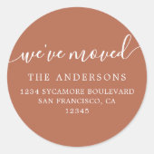 We've Moved Autumn Leaf New Address label Runder Aufkleber (Vorderseite)