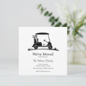 We've Moved Black Silhouette Golf Cart Ankündigung (Stehend Vorderseite)