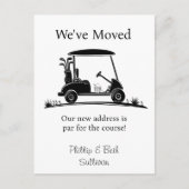 We've Moved Black Silhouette Golf Cart Ankündigungspostkarte (Vorderseite)