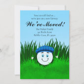 We've Moved Funny Golf Ball in Rough Personalized Ankündigung (Vorderseite)