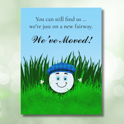 We've Moved Funny Golf Ball in Rough Personalized Postkarte