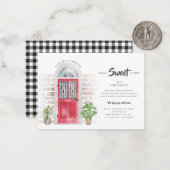 Weve Moved Gingham Red Door Moving Ankündigung (Vorderseite/Rückseite Beispiel)