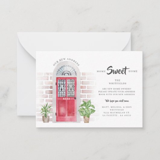 Weve Moved Gingham Red Door Moving Ankündigung (Vorderseite)