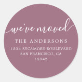 We've Moved Mellow Mauve New Address label Runder Aufkleber (Vorderseite)
