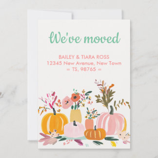 We've Moved Modern Pumpkin Fall Colors Flat Karte