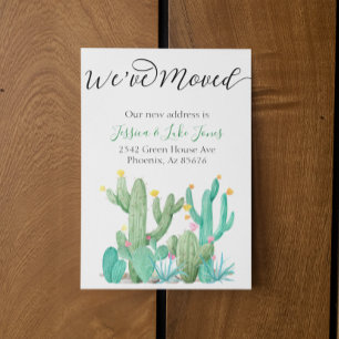 We've Moved New Address Announcement House Cactus Ankündigungspostkarte