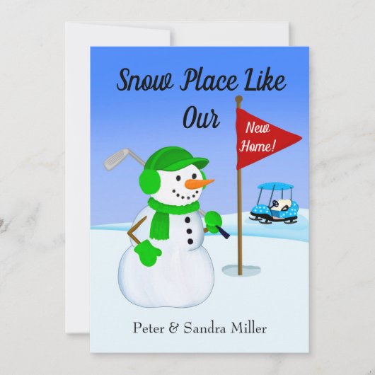 We've Moved Snowman Golfer Announcement Ankündigung (Vorderseite)